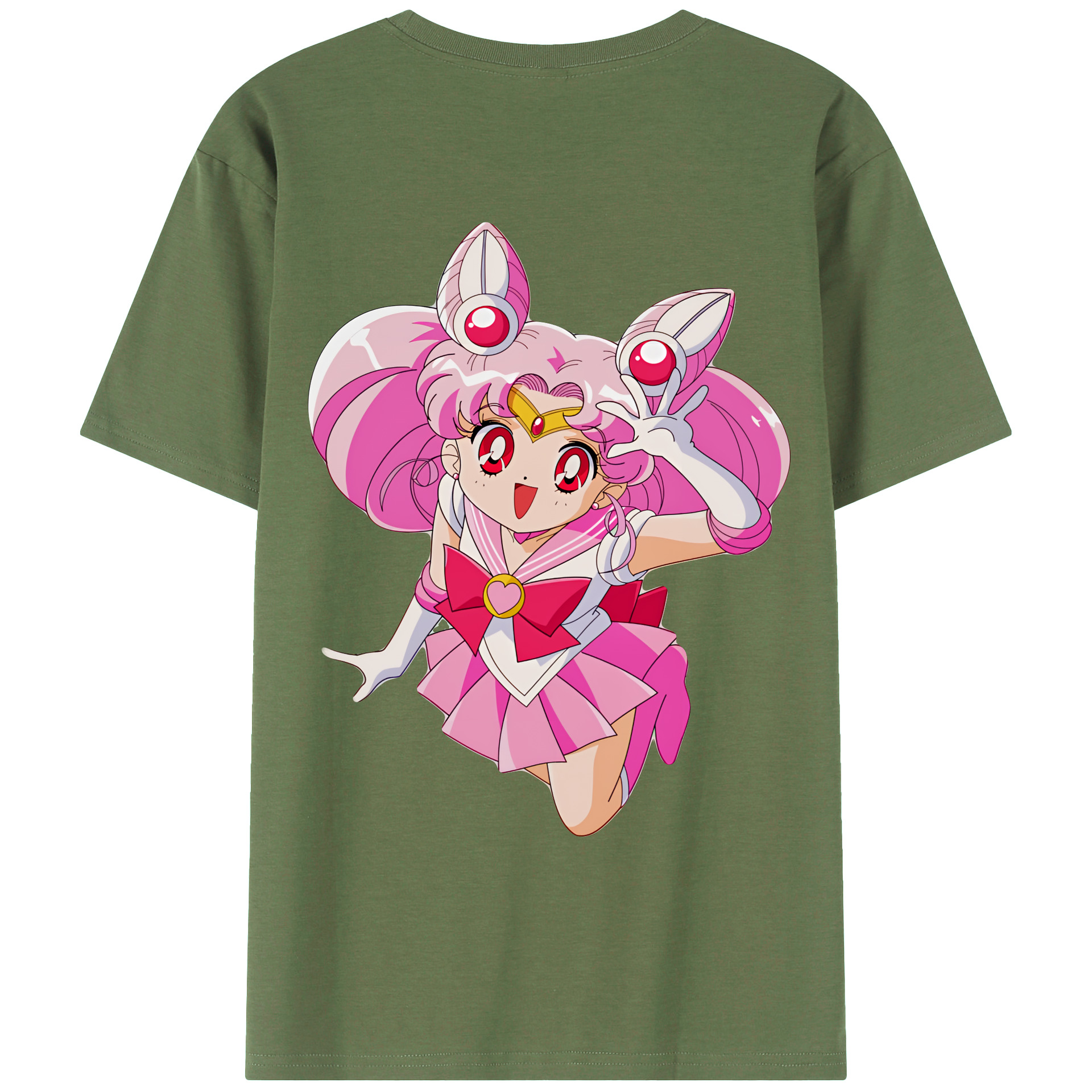 （画像用） 美少女戦士セーラームーン ちびうさ Sailor Moon Chibiusa Tsukino Usagi Small Lady Serenity 綿100％ メンズ半袖Tシャツ（バックプリント） 通気性